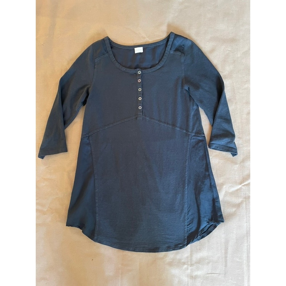 Poetry Hemp Tunic Blouse Sz US 4 Gray Lightweight Lagenlook Boho Coastal Neutral